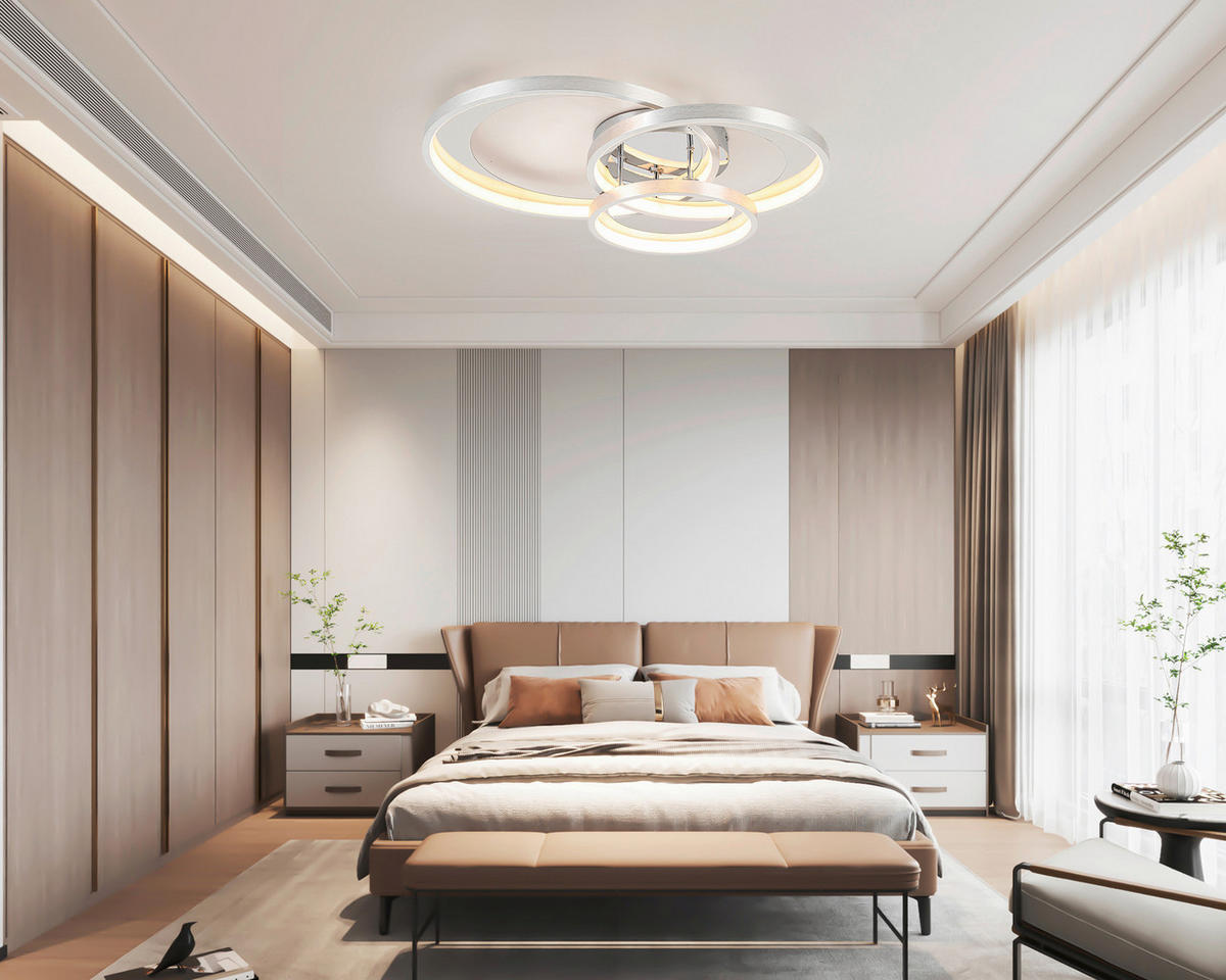 LED-DECKENLEUCHTE 54,2/46,8/11 cm    - Chromfarben/Alufarben, Design, Kunststoff/Metall (54,2/46,8/11cm) - Novel