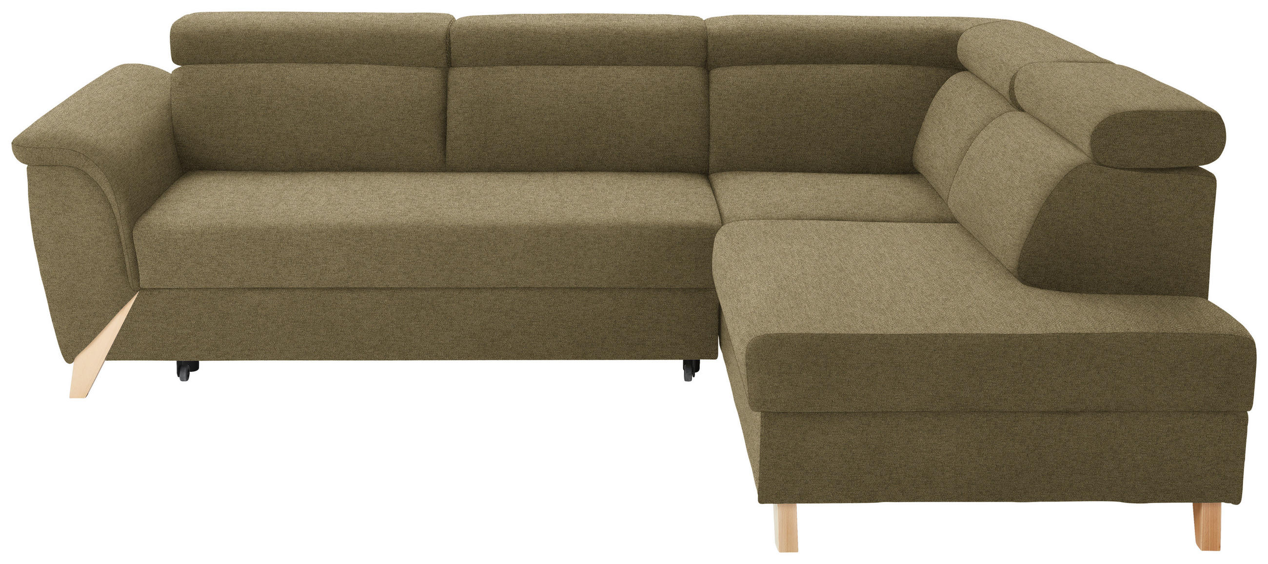 ECKSOFA Chenille Olivgrün  - Naturfarben/Olivgrün, Konventionell, Holz/Textil (265/200cm) - Stylife