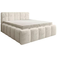 BOXBETT 180/200 cm,  in Beige, gepolstertes Kopfteil, Bettkasten, Topper, Matratzen, H3 + H3 = fest  - Beige/Schwarz, MODERN, Kunststoff/Textil (180/200cm) - Xora