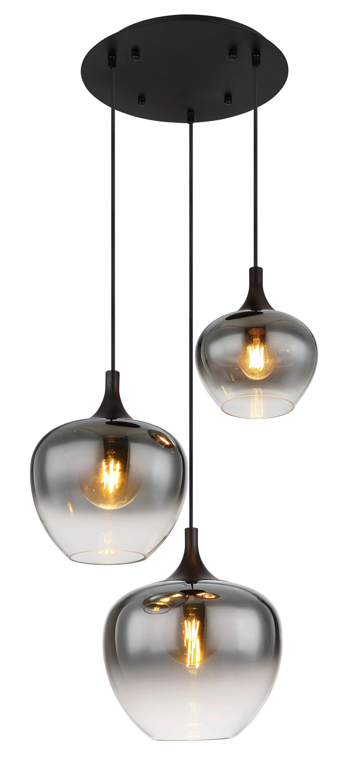 HÄNGELEUCHTE 48/120 cm  - Schwarz, Design, Glas/Metall (48/120cm)