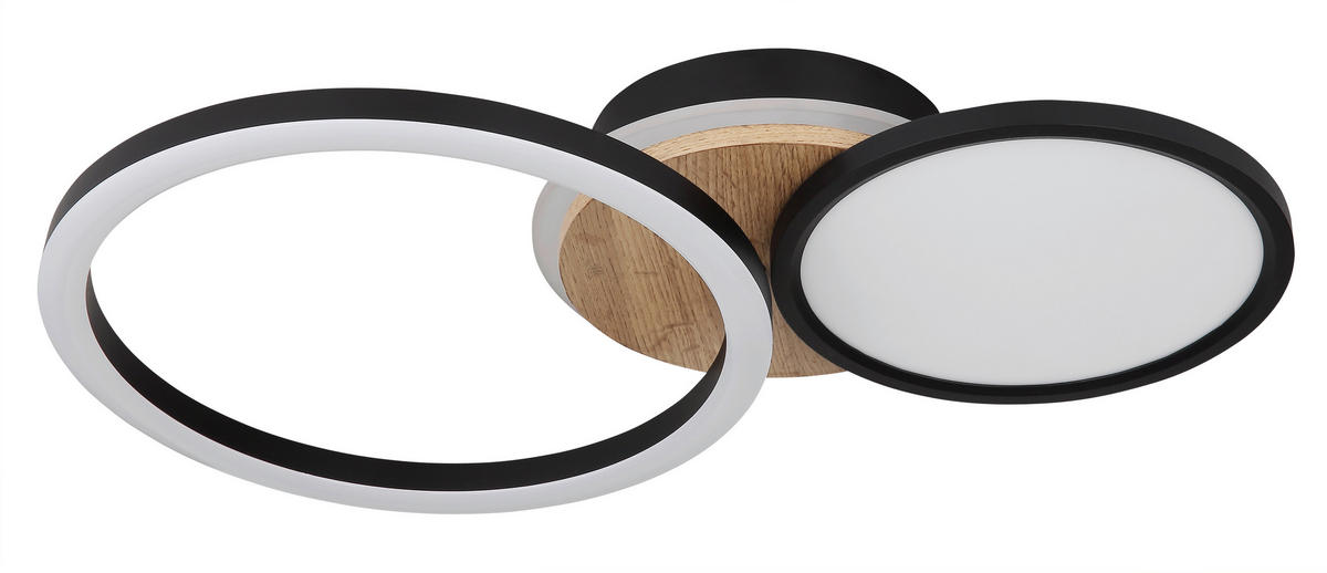 LED-DECKENLEUCHTE SID 51,5/30/10,5 cm   - Dunkelbraun/Schwarz, Design, Holzwerkstoff/Kunststoff (51,5/30/10,5cm) - Globo