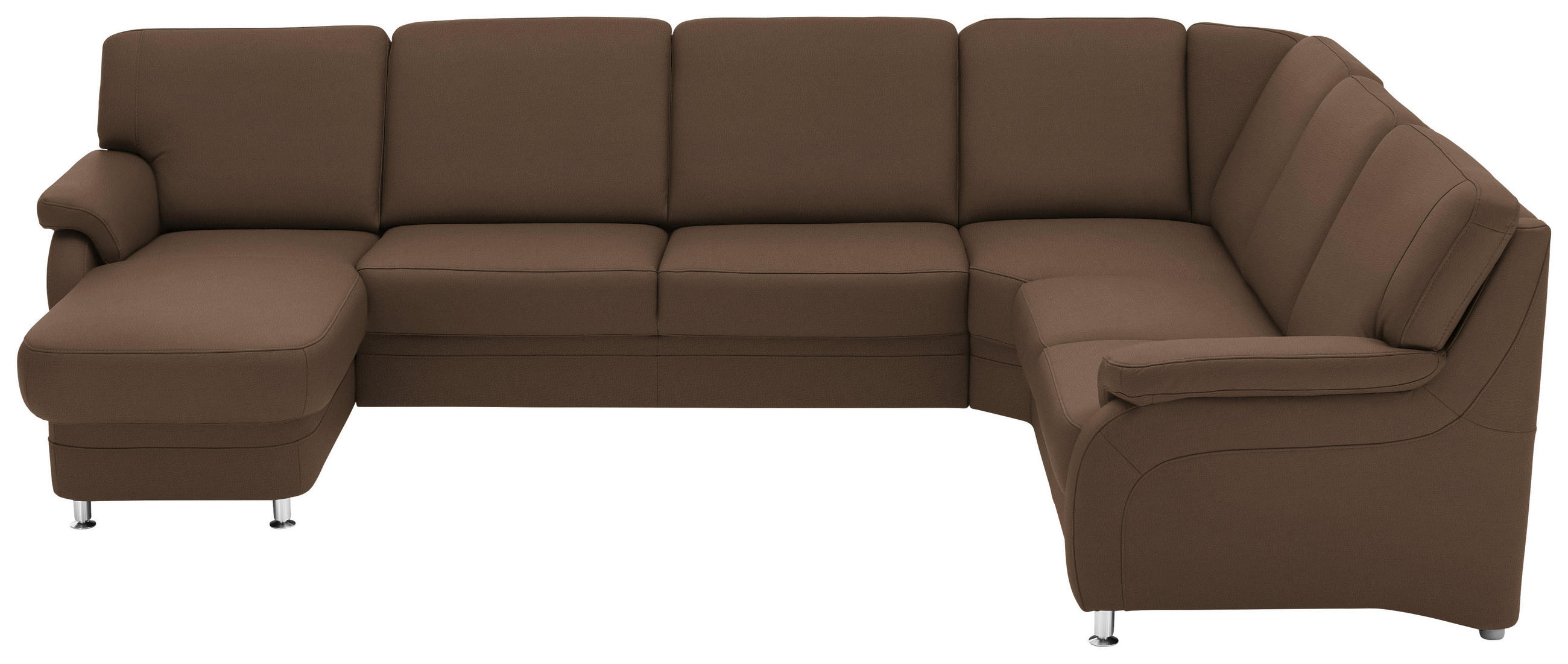 WOHNLANDSCHAFT Echtleder Graubraun  - Graubraun/Alufarben, Konventionell, Leder/Metall (165/329/239cm) - Beldomo Premium