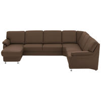WOHNLANDSCHAFT Echtleder Graubraun  - Graubraun/Alufarben, Konventionell, Leder/Metall (165/329/239cm) - Beldomo Premium