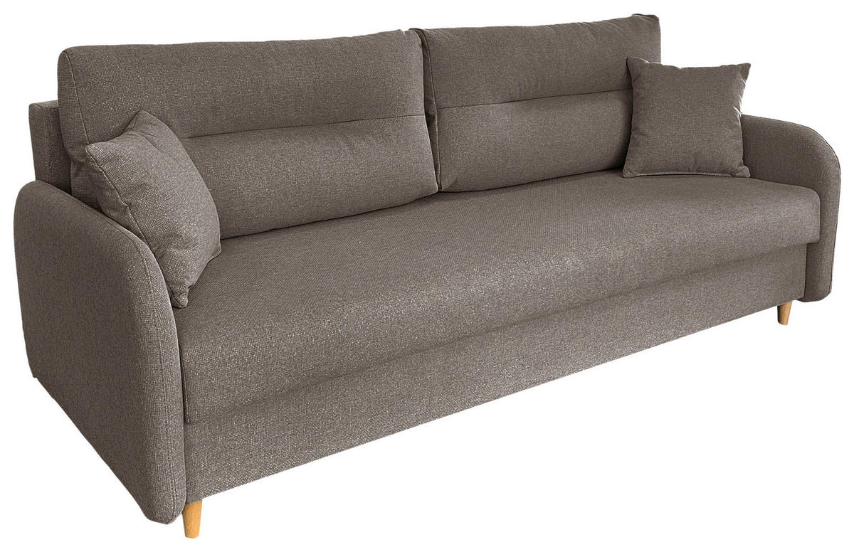 SCHLAFSOFA Flachgewebe Taupe  - Taupe/Schwarz, Design, Holz/Kunststoff (206/88/93cm) - MID.YOU
