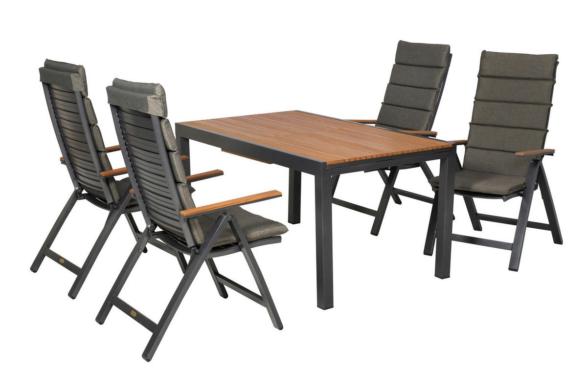 VRTNA GARNITURA ASTROS  aluminij    barve grafita, naravne barve    - barve grafita/naravne barve, Konvencionalno, kovina/umetna masa (90/150-200/75cm) - Gardenson