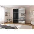 SCHWEBETÜRENSCHRANK 201/223/68 cm 2-türig Grau, Schwarz  - Schwarz/Alufarben, KONVENTIONELL, Glas/Holzwerkstoff (201/223/68cm) - Novel