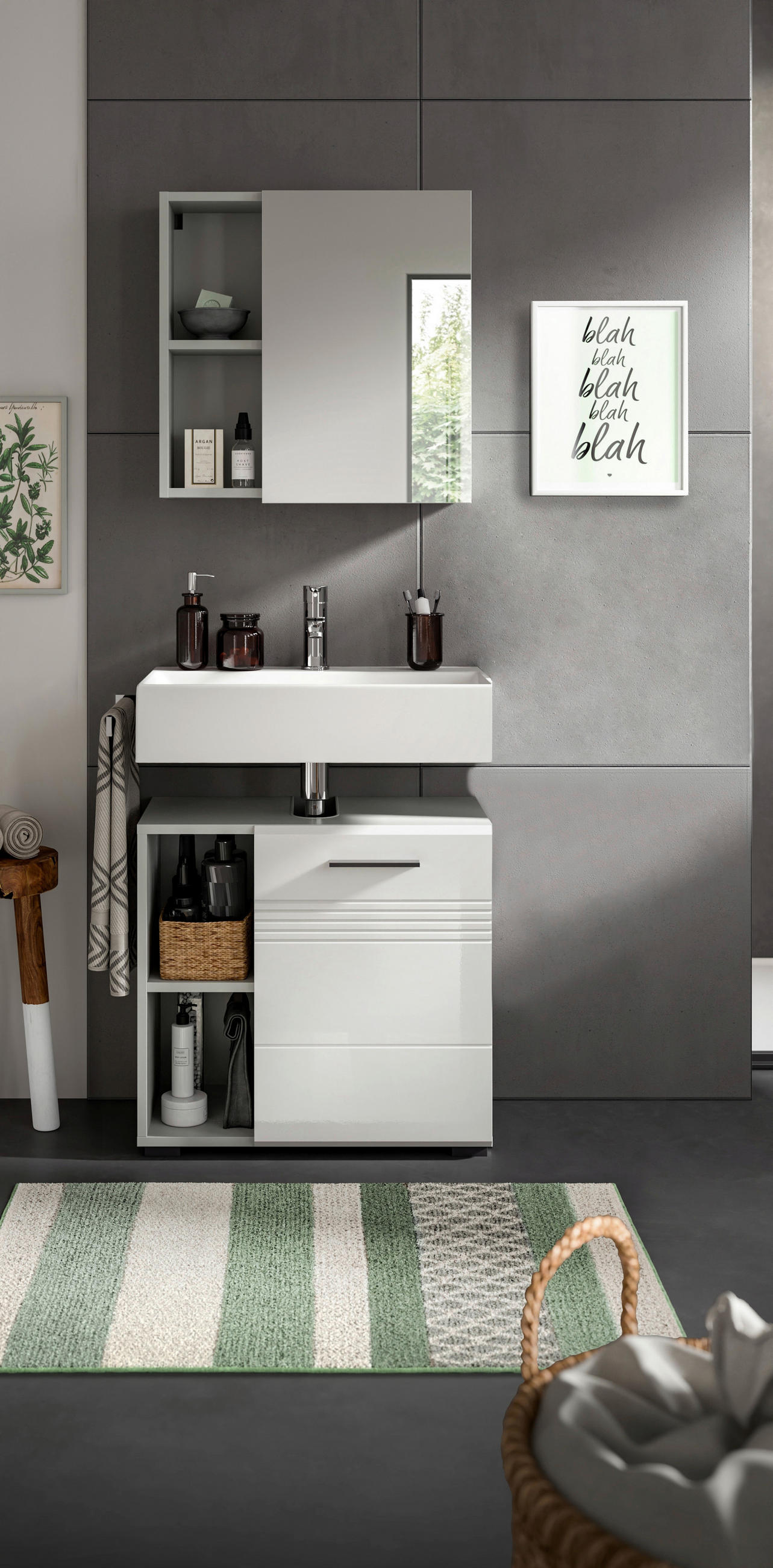 MID.YOU KOUPELNA šedá, vysoce lesklá bílá