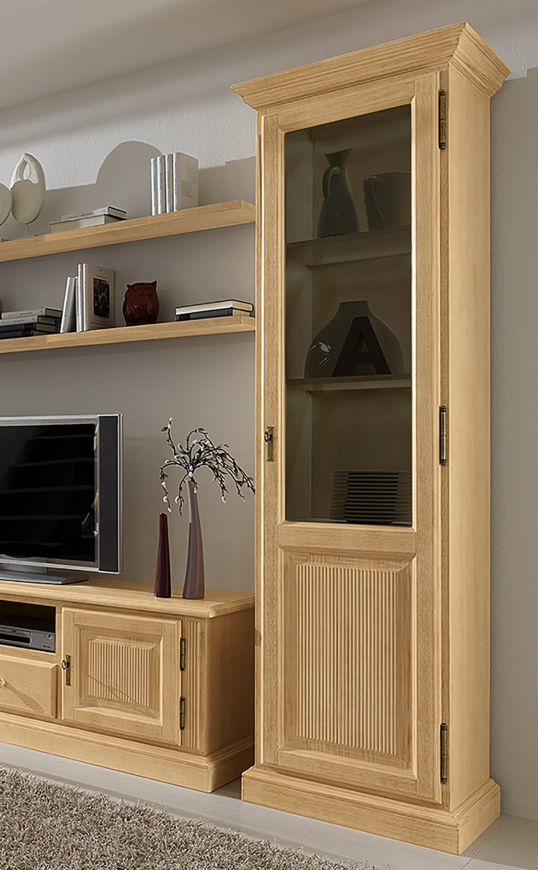 VITRINE in massiv Pinie Beige  - Beige, Design, Holz (65/217/47cm) - Livetastic