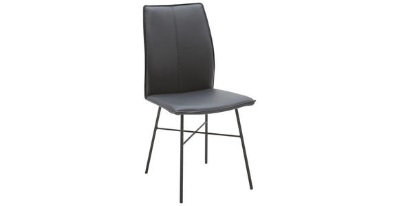 STUHL in Eisen Echtleder pigmentiert Metall, Leder - Schwarz, Design, Leder/Metall (46/93/57cm) - Dieter Knoll
