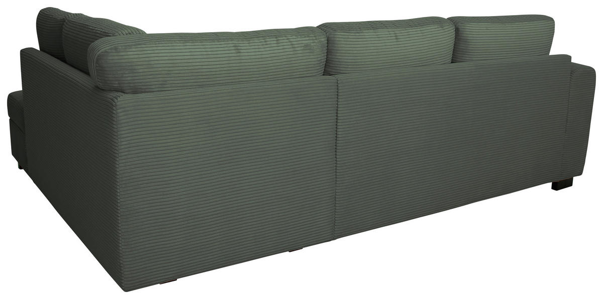 ECKSOFA JOHN Grün Cord Rückenkissen, Bettkasten, Liegefläche im Originalstoff  - Schwarz/Grün, Trend, Kunststoff/Textil (239/178cm) - P & B