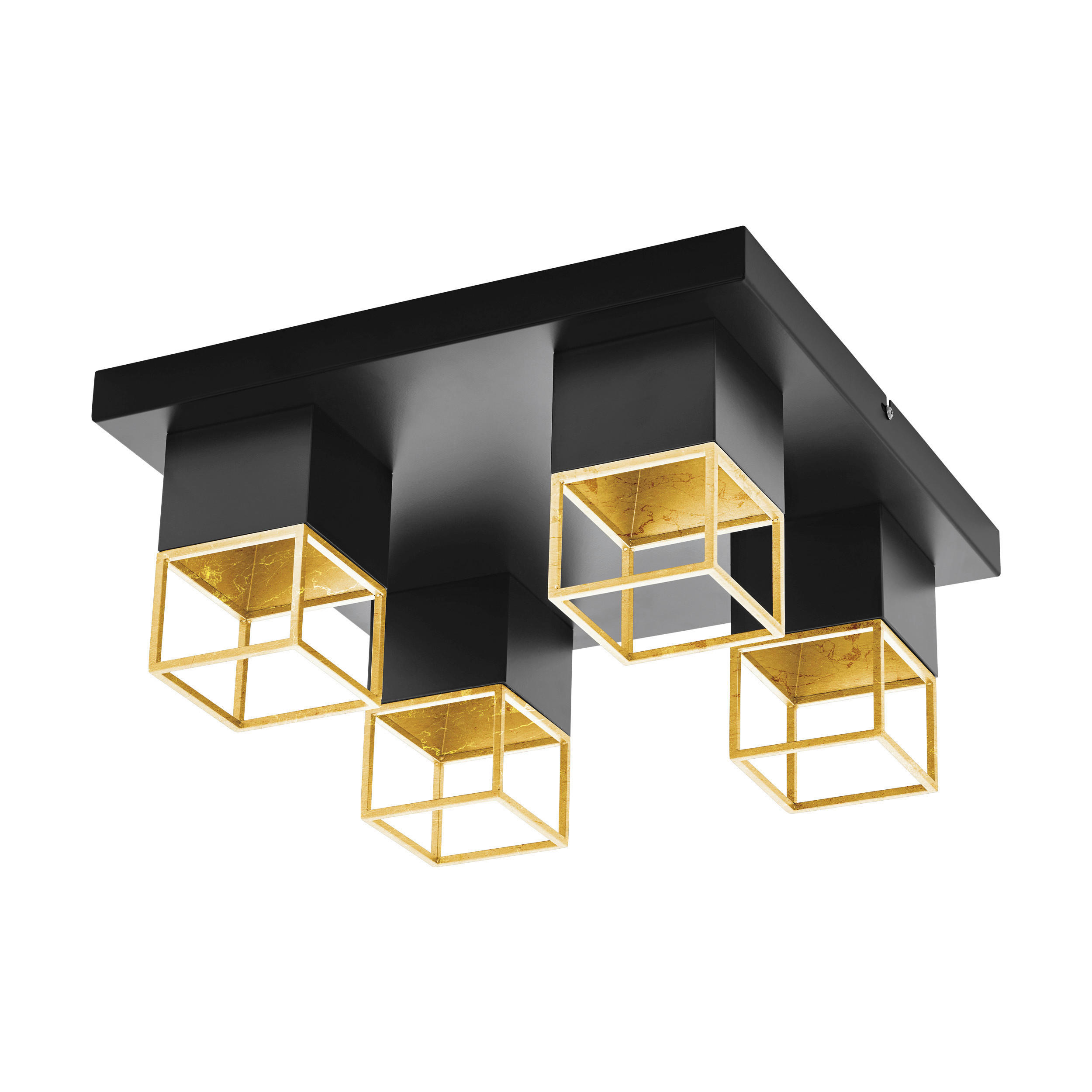 LED-DECKENLEUCHTE Montebaldo 38/38/17 cm   - Goldfarben/Schwarz, LIFESTYLE, Metall (38/38/17cm) - Eglo