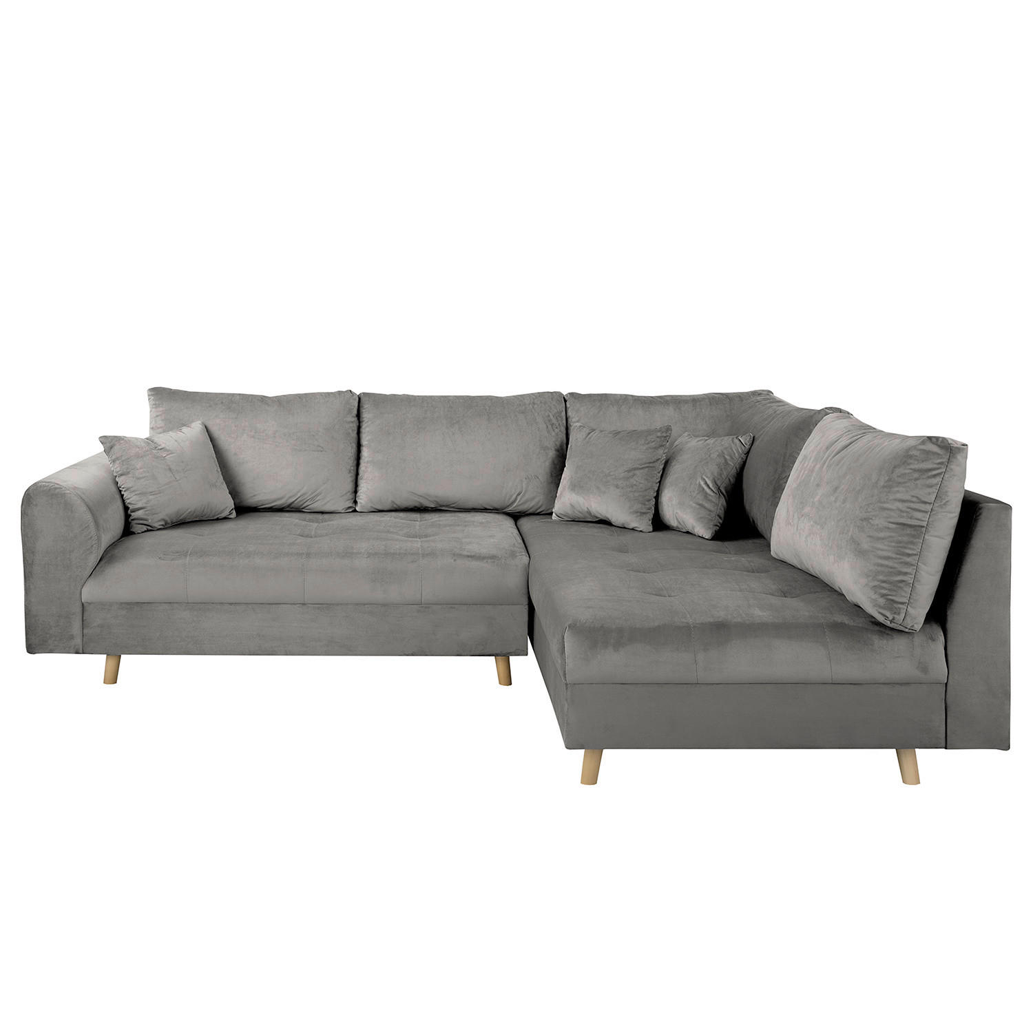 ECKSOFA Ariella Grau Samt Rückenkissen  - Naturfarben/Grau, Design, Holz/Textil (231/161cm) - Livetastic