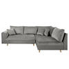 ECKSOFA Ariella in Samt Grau  231/161 cm  - Naturfarben/Grau, Design, Holz/Textil (231/161cm) - Livetastic