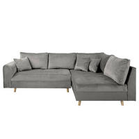 ECKSOFA Ariella Grau Samt Rückenkissen  - Naturfarben/Grau, Design, Holz/Textil (231/161cm) - Livetastic