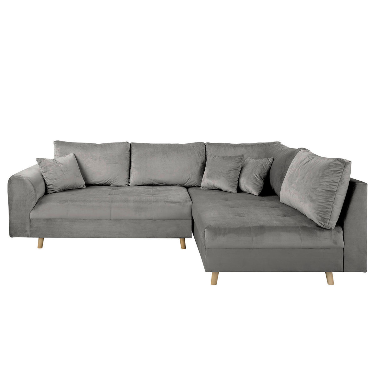 ECKSOFA Ariella Grau Samt Rückenkissen  - Naturfarben/Grau, Design, Holz/Textil (231/161cm) - Livetastic