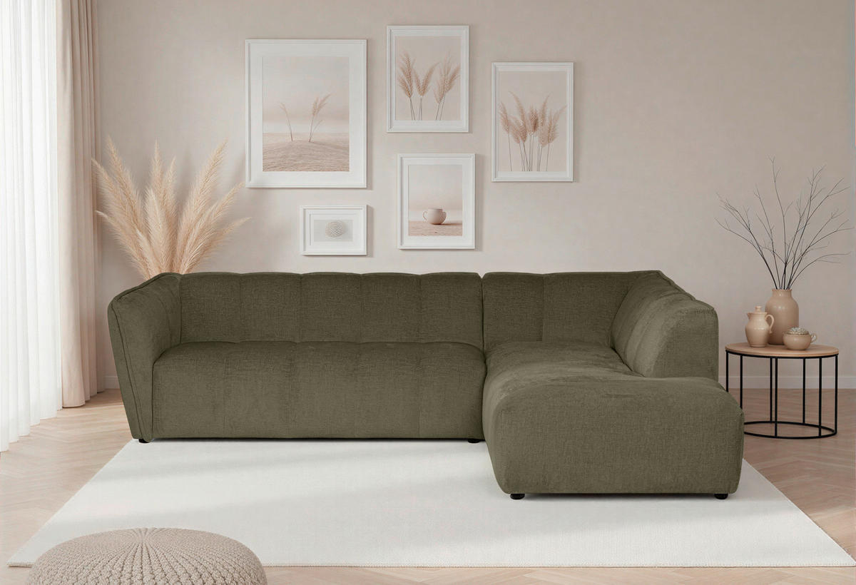 ECKSOFA  LIVOLI Grün Chenille  - Schwarz/Grün, Design, Textil (260/218cm) - MID.YOU