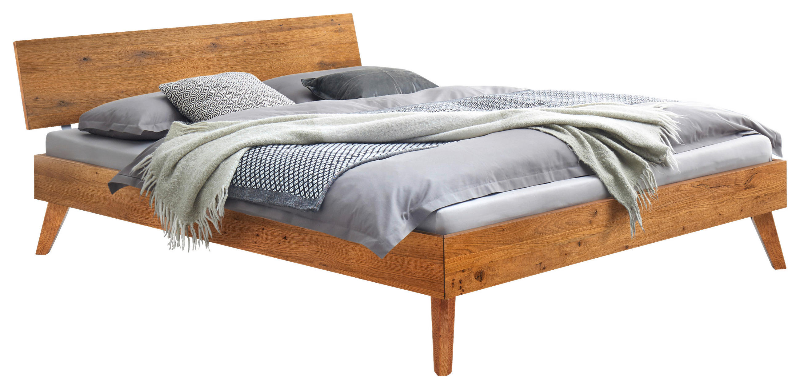 BETT 90/200 cm  in Wildeiche  - Wildeiche/Eichefarben, Natur, Holz (90/200cm) - Hasena