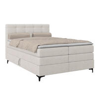 BOXSPRINGBETT 140/200 cm,  in Beige, H3 = fest  - Beige/Schwarz, KONVENTIONELL, Kunststoff/Textil (140/200cm)