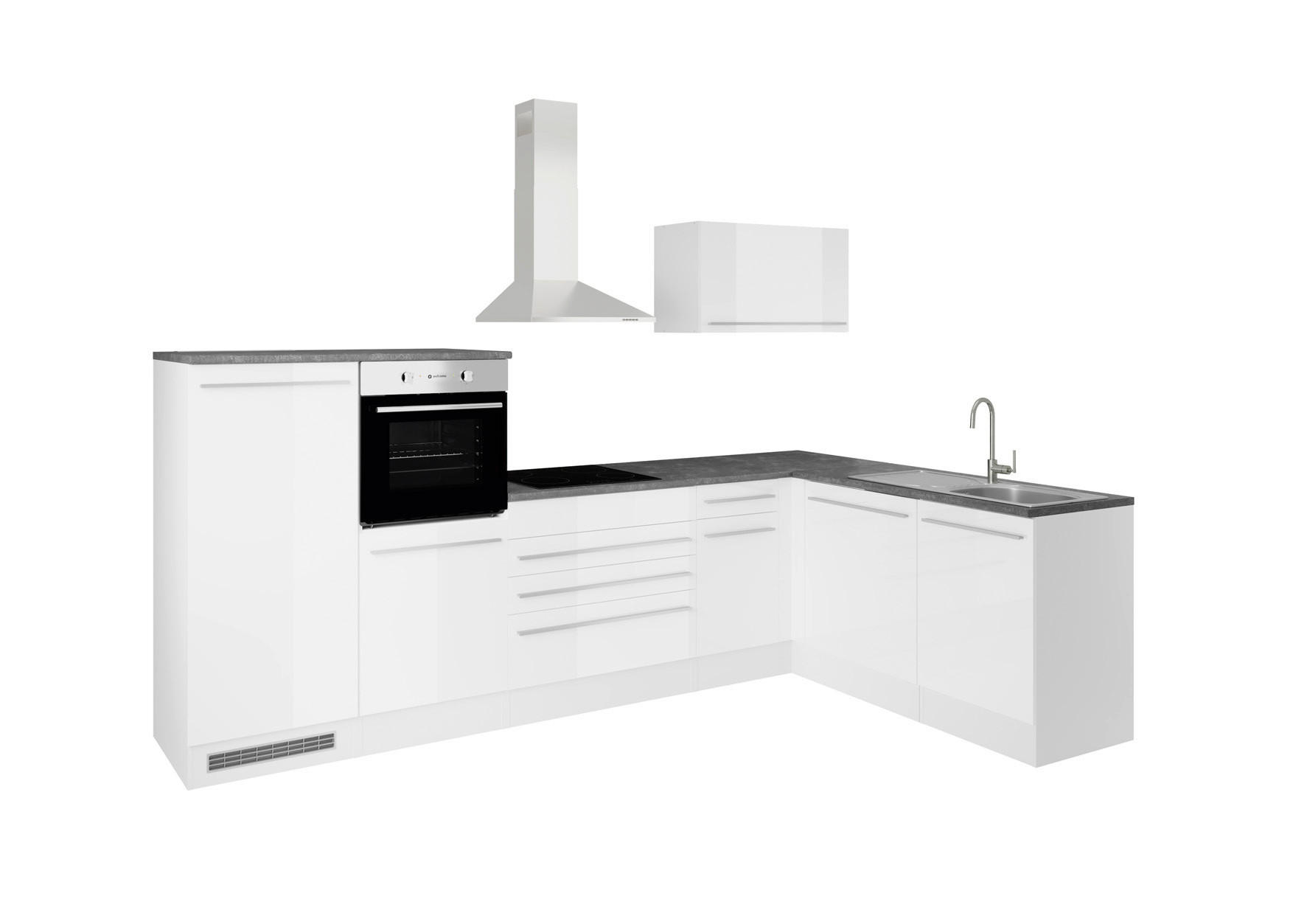 ECKKÜCHE 320/175 cm  in Weiß, Weiß Hochglanz  - Weiß Hochglanz/Anthrazit, Basics, Holzwerkstoff/Kunststoff (320/175cm) - P & B