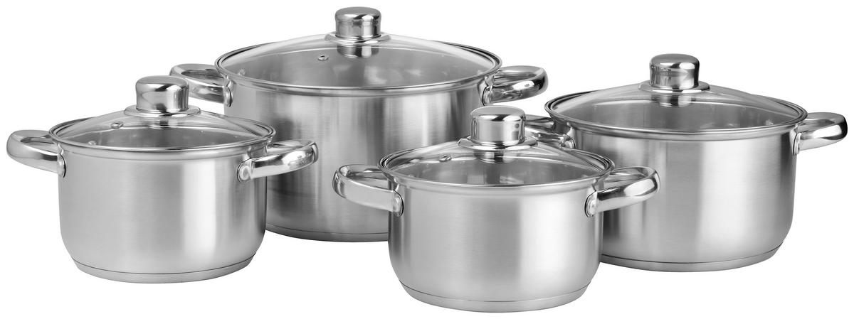 KOCHTOPFSET 8-teilig  - Trend, Glas/Metall (47/27/17cm)