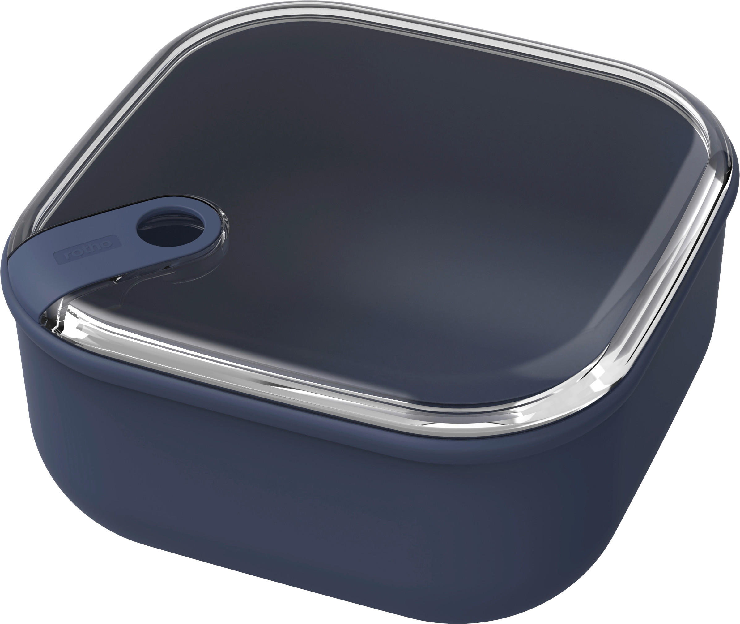 KRABIČKA NA POTRAVINY plast  plast 1 l - průhledné/tmavě modrá, Basics, plast (16/16/8,7cm) - Rotho