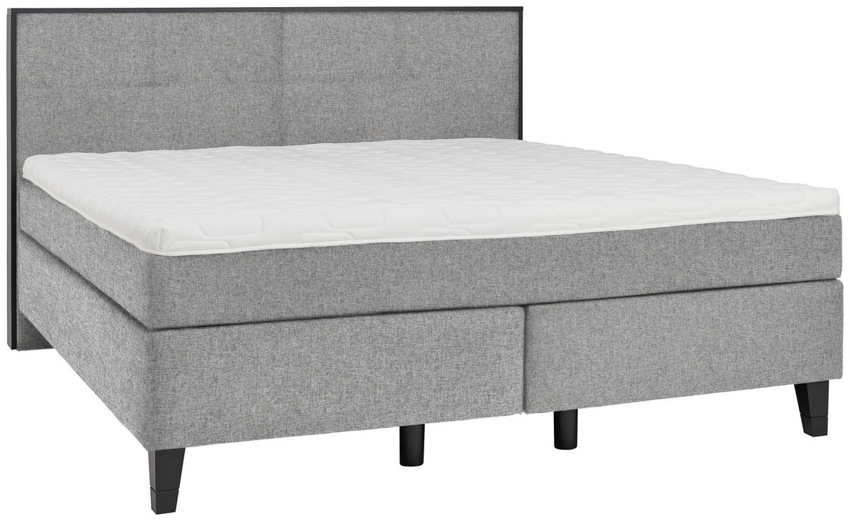 BOXSPRINGBETT 200/200 cm  in Taupe  - Taupe/Schwarz, Design, Holz/Textil (200/200cm) - Hom`in