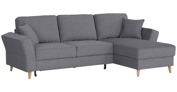 ECKSOFA in Flachgewebe Dunkelgrau  - Eichefarben/Dunkelgrau, KONVENTIONELL, Holz/Textil (265/159cm) - Carryhome