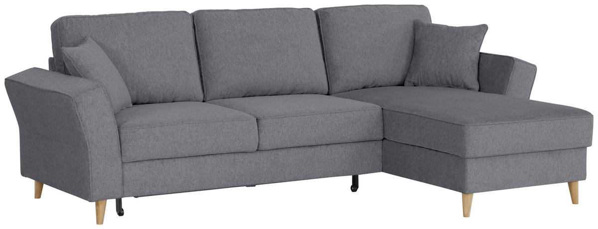 ECKSOFA in Flachgewebe Dunkelgrau  - Eichefarben/Dunkelgrau, Konventionell, Holz/Textil (265/159cm) - Carryhome