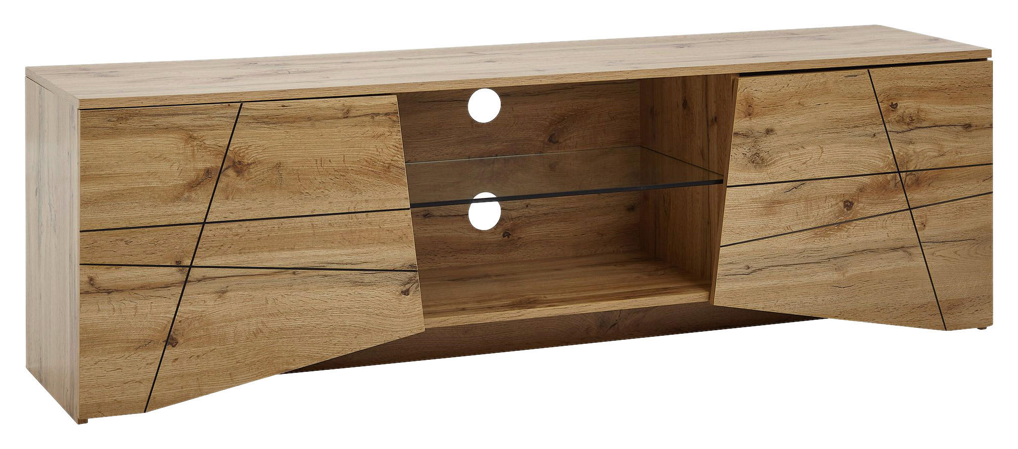 TV-BÄNK  i 160/50/40 cm  - brun, Modern, trämaterial/glas (160/50/40cm) - MID.YOU