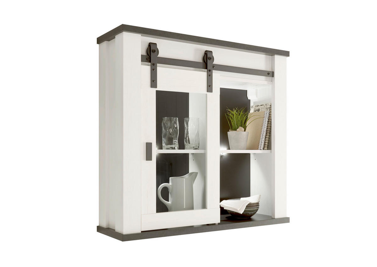 KÜCHENOBERSCHRANK 93/90/31 cm  in Anthrazit, Weiß  - Anthrazit/Schwarz, Trend, Glas/Holzwerkstoff (93/90/31cm) - MID.YOU