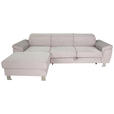 ECKSOFA inkl. Funktionen Hellgrau Cord Bettkasten, Schlaffunktion, Rücken echt, Kopfteilverstellung  - Silberfarben/Hellgrau, Design, Textil/Metall (167/250cm) - Xora