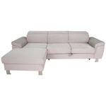 ECKSOFA inkl. Funktionen Hellgrau Cord Bettkasten, Schlaffunktion, Rücken echt, Kopfteilverstellung  - Silberfarben/Hellgrau, Design, Textil/Metall (167/250cm) - Xora