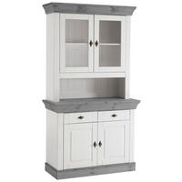 BUFFET 108/197/45 cm  in Grau, Weiß  - Weiß/Grau, ROMANTIK / LANDHAUS, Glas/Holz (108/197/45cm) - Boxxx