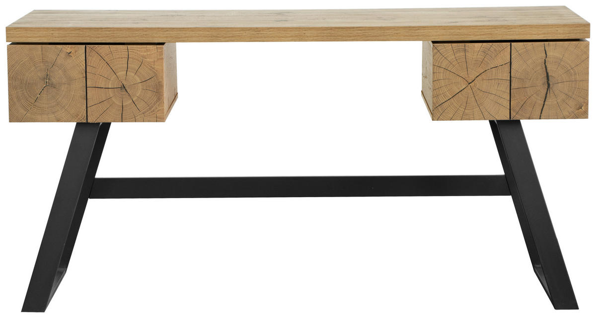 ÍRÓASZTAL  - fekete/tölgyfa, Design, faalapú anyag/fém (150/60/76cm) - Venda