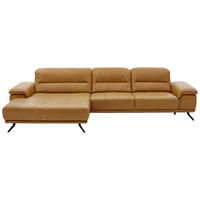 ECKSOFA Echtleder Currygelb  - Currygelb/Schwarz, Konventionell, Leder/Metall (193/343cm) - Beldomo Premium