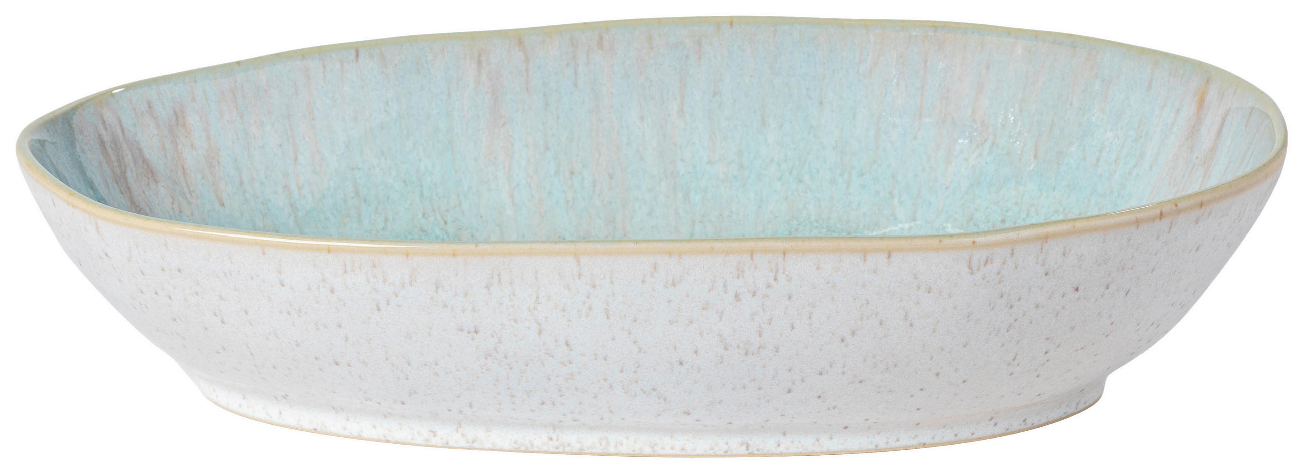 SERVIERPLATTE EIVISSA 32/17 cm  - Weiß Hochglanz/Hellblau, Basics, Keramik (32/17cm) - Costa Nova