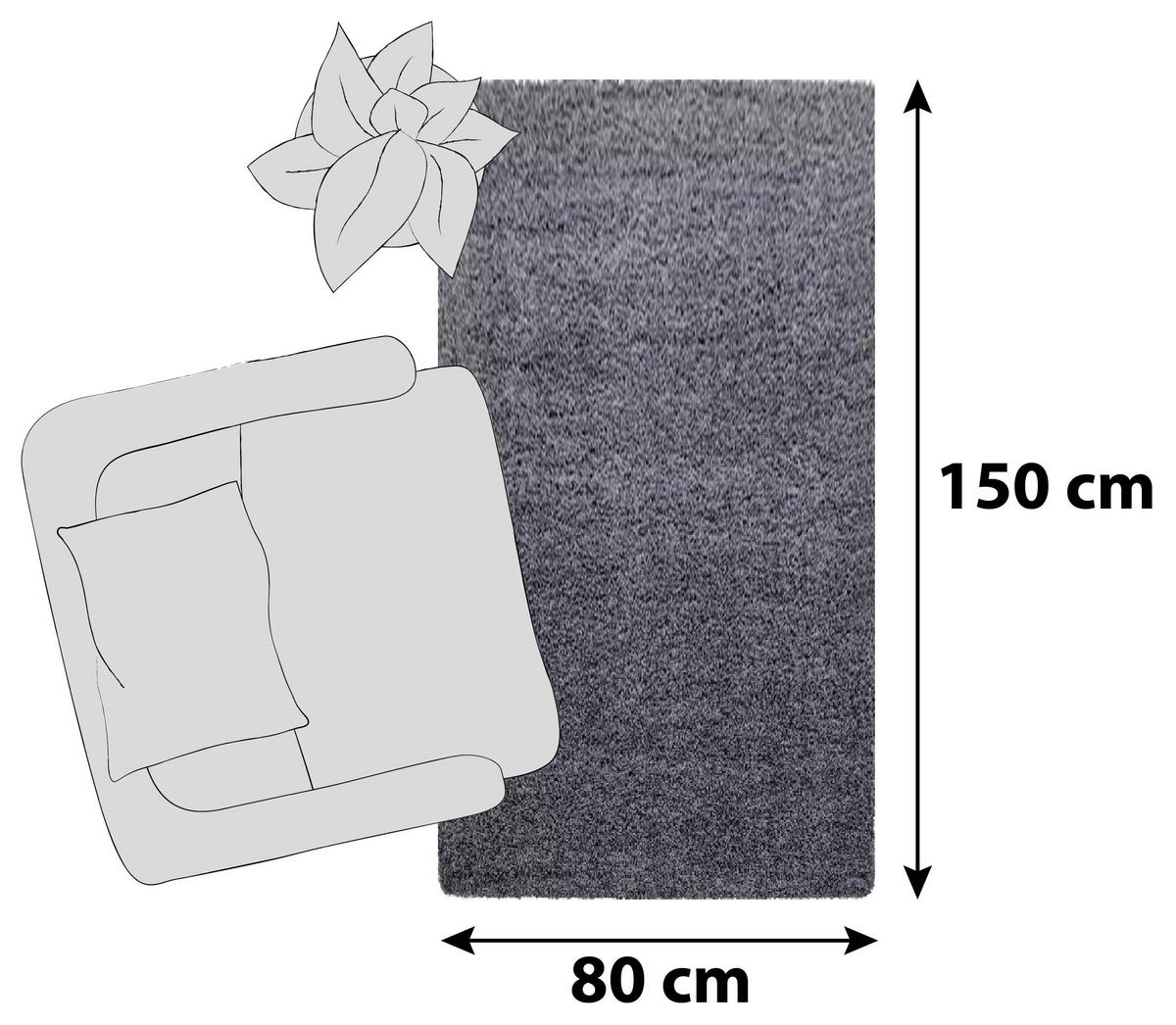 KOBEREC S VYSOKÝM VLASOM, 80/150 cm, sivá - sivá, Konventionell, textil (80/150cm) - Novel