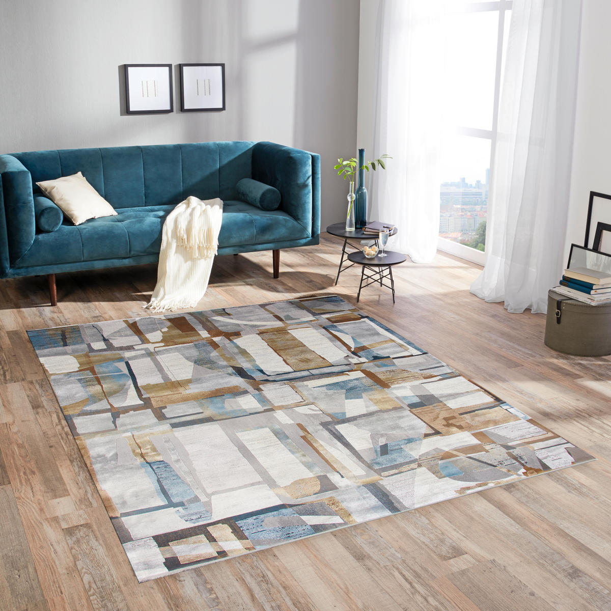 Covor Țesut  - albastru/crem, Design, textil (160/230cm) - Dieter Knoll