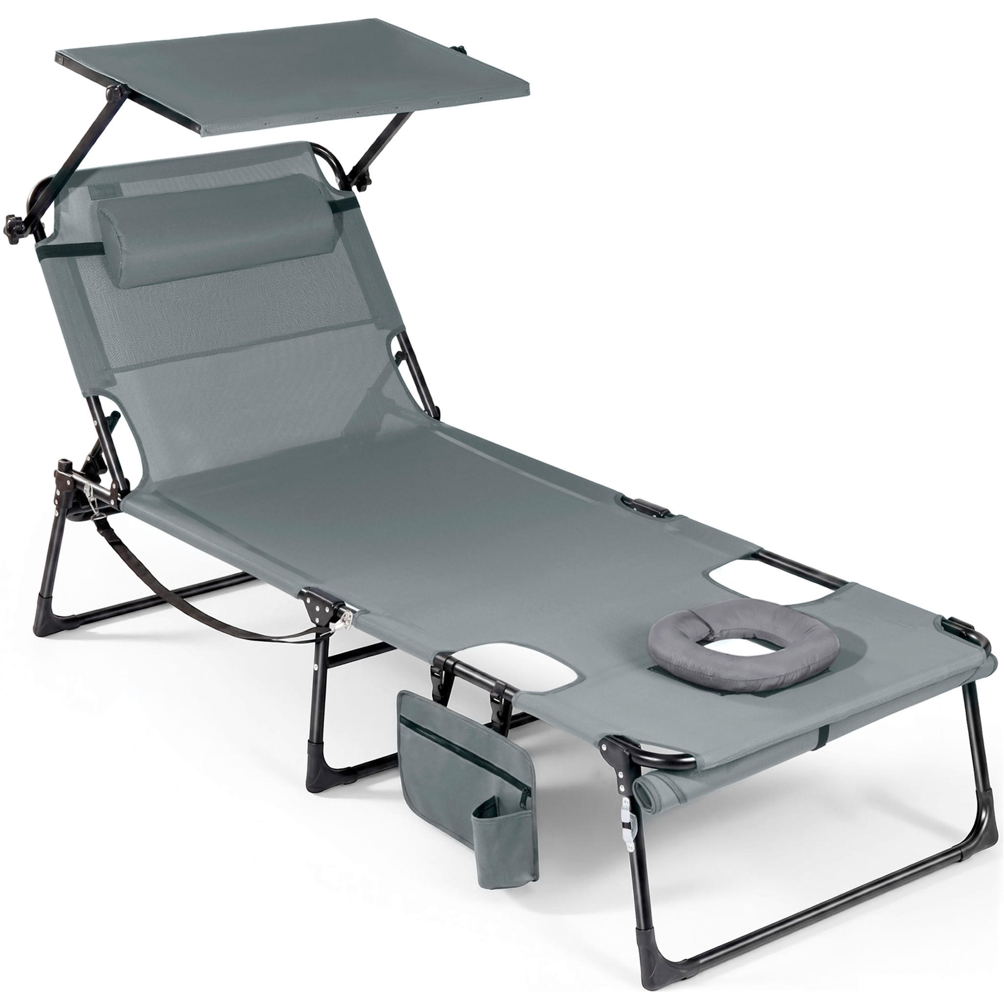 SONNENLIEGE 70/34/200 cm  - Dunkelgrau/Anthrazit, Basics, Textil/Metall (70/34/200cm) - Modante