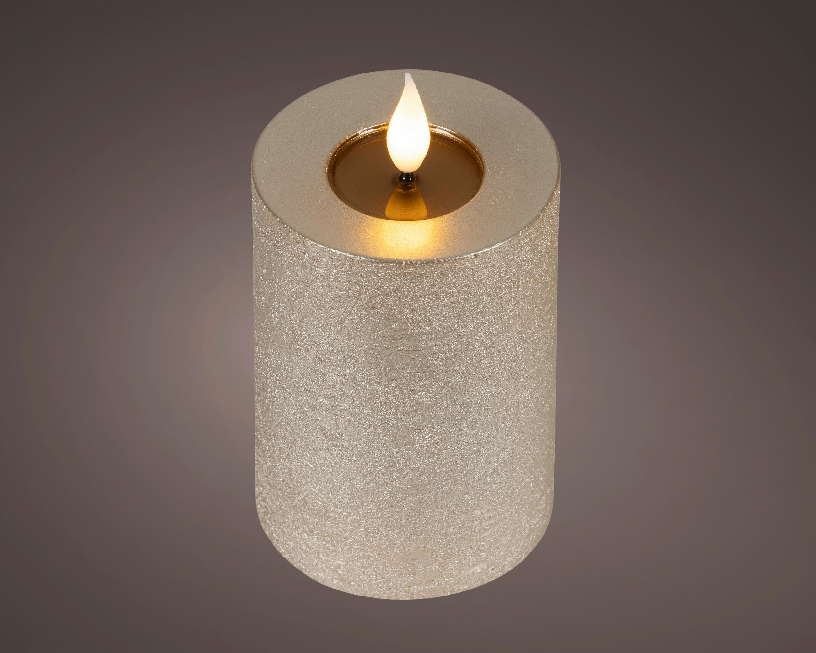 LED-KERZE  - Hellgrau, Basics, Naturmaterialien (7.5/7.5/13.5cm)