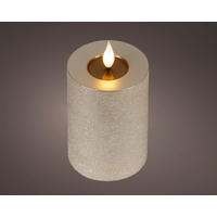 LED-KERZE  - Hellgrau, Basics, Naturmaterialien (7.5/7.5/13.5cm)