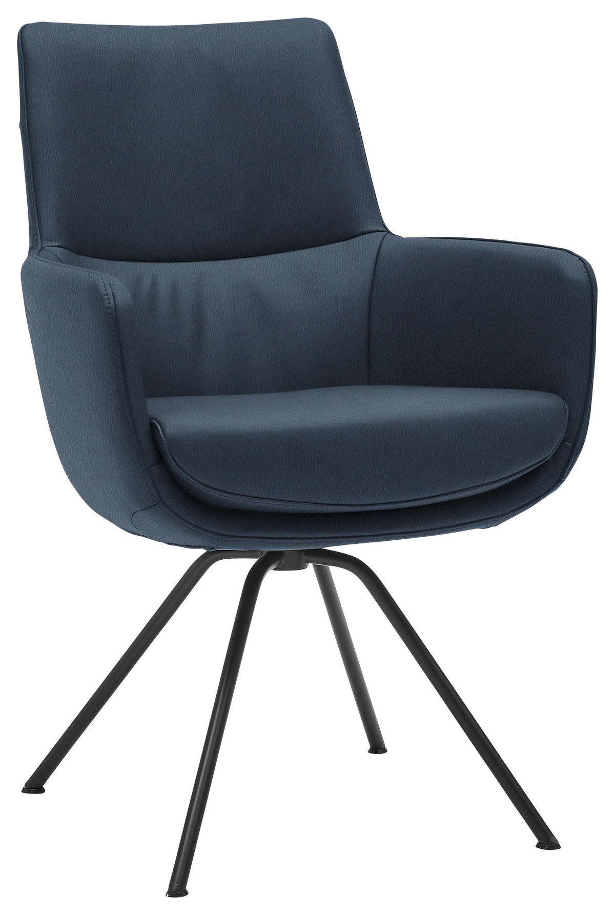 ARMLEHNSTUHL  in Stahl Echtleder  - Graublau/Schwarz, Design, Leder/Metall (60/90/61cm) - Dieter Knoll