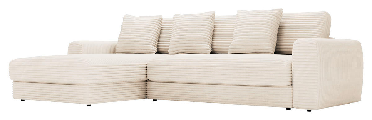 ECKSOFA Naturfarben Cord  - Schwarz/Naturfarben, MODERN, Kunststoff/Textil (182/302cm) - Carryhome