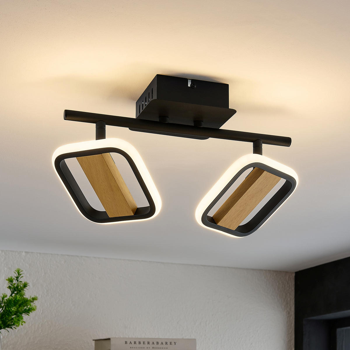 LED-STRAHLER Miriam 32/13,5/12 cm   - Eschefarben/Schwarz, Design, Holz/Kunststoff (32/13,5/12cm) - Novel