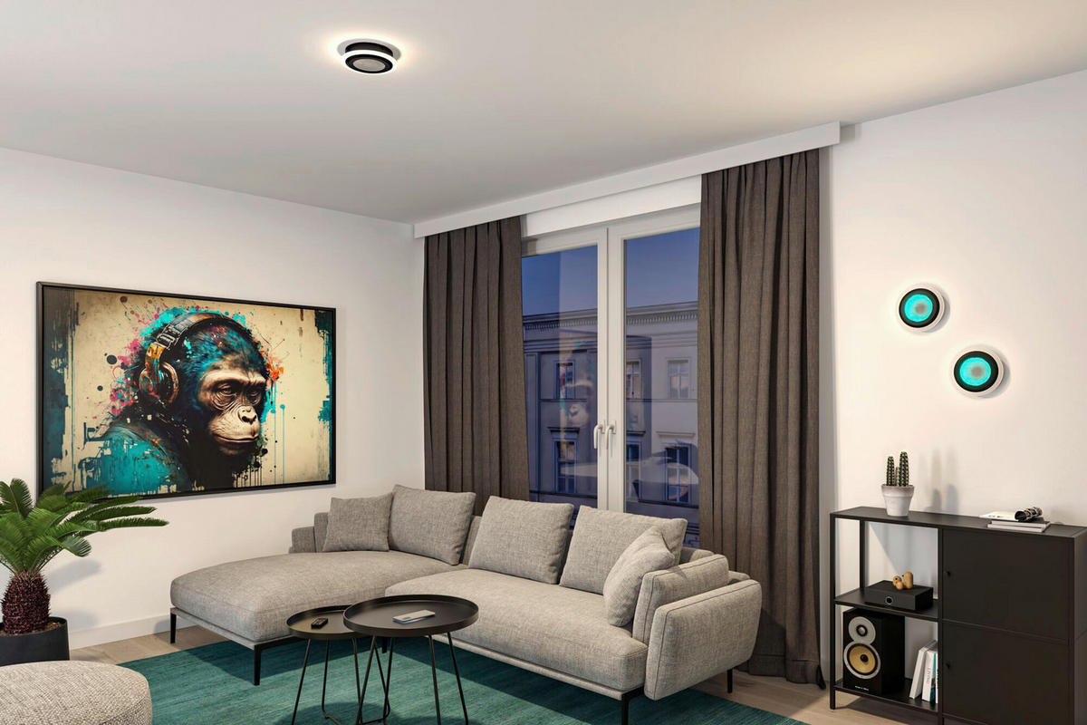 DECKENLEUCHTE Spaceglow 20/4.8 cm   - Schwarz, KONVENTIONELL, Kunststoff (20/4.8cm) - Paulmann