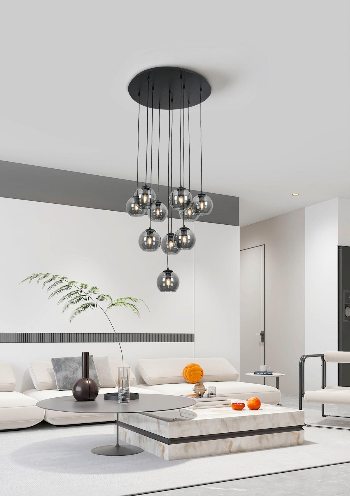 ZÁVĚSNÉ SVÍTIDLO, 65/170 cm  - černá/průhledné, Konvenční, kov/plast (65/170cm) - Dieter Knoll