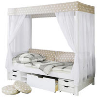 HIMMELBETT 90/200 cm  in Weiß, Beige  - Beige/Weiß, MODERN, Holz (90/200cm) - MID.YOU