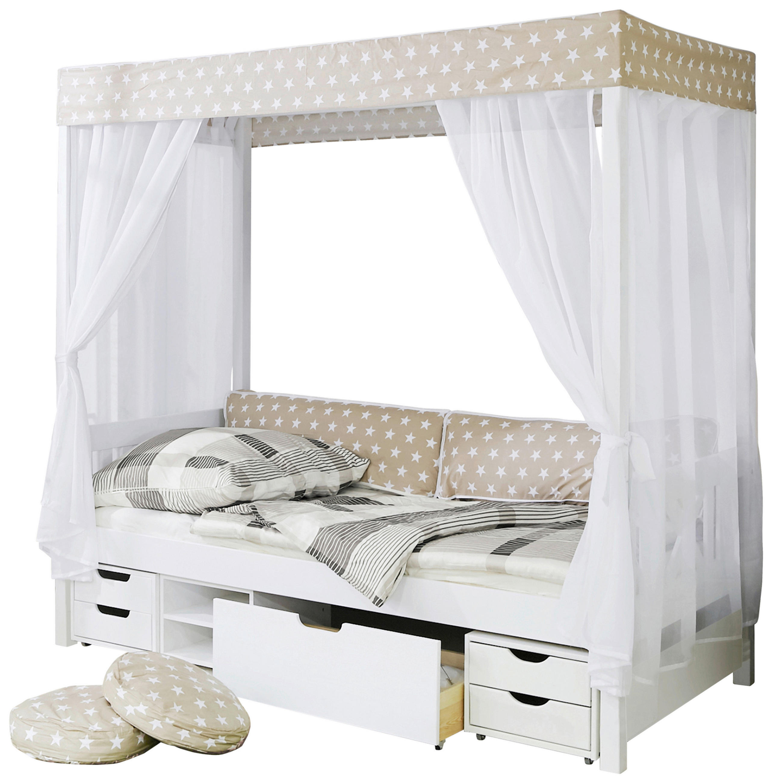 Livetastic POSTEL S NEBESY, 90/200 cm, bílá, béžová