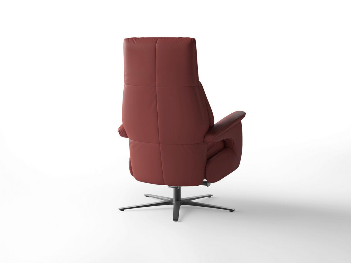 RELAXSESSEL Leder Rotbraun  - Rotbraun/Schwarz, Basics, Leder/Metall (75/110/85cm) - Sit & More