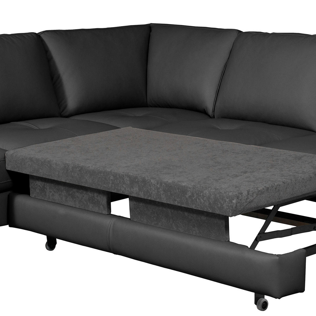 ECKSOFA Lederlook Echtleder Schwarz  - Buchefarben/Schwarz, Design, Leder/Holz (234/190cm) - Livetastic